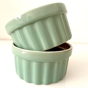 Vintage Green Stoneware Ramekins by Colorful Kitchen Set of 2